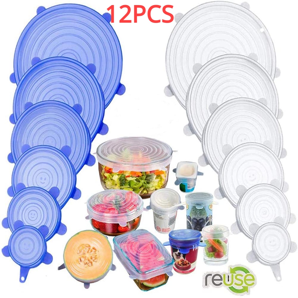 Silicone Cover Stretch Lids - 12PCS Reusable Airtight Food Covers