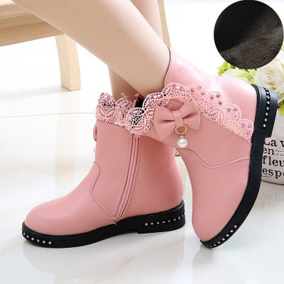 Shoes Girl Mid Length - Warm Leather Boots