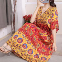 Thumbnail for Large Swing Printed Dress Long Skirt