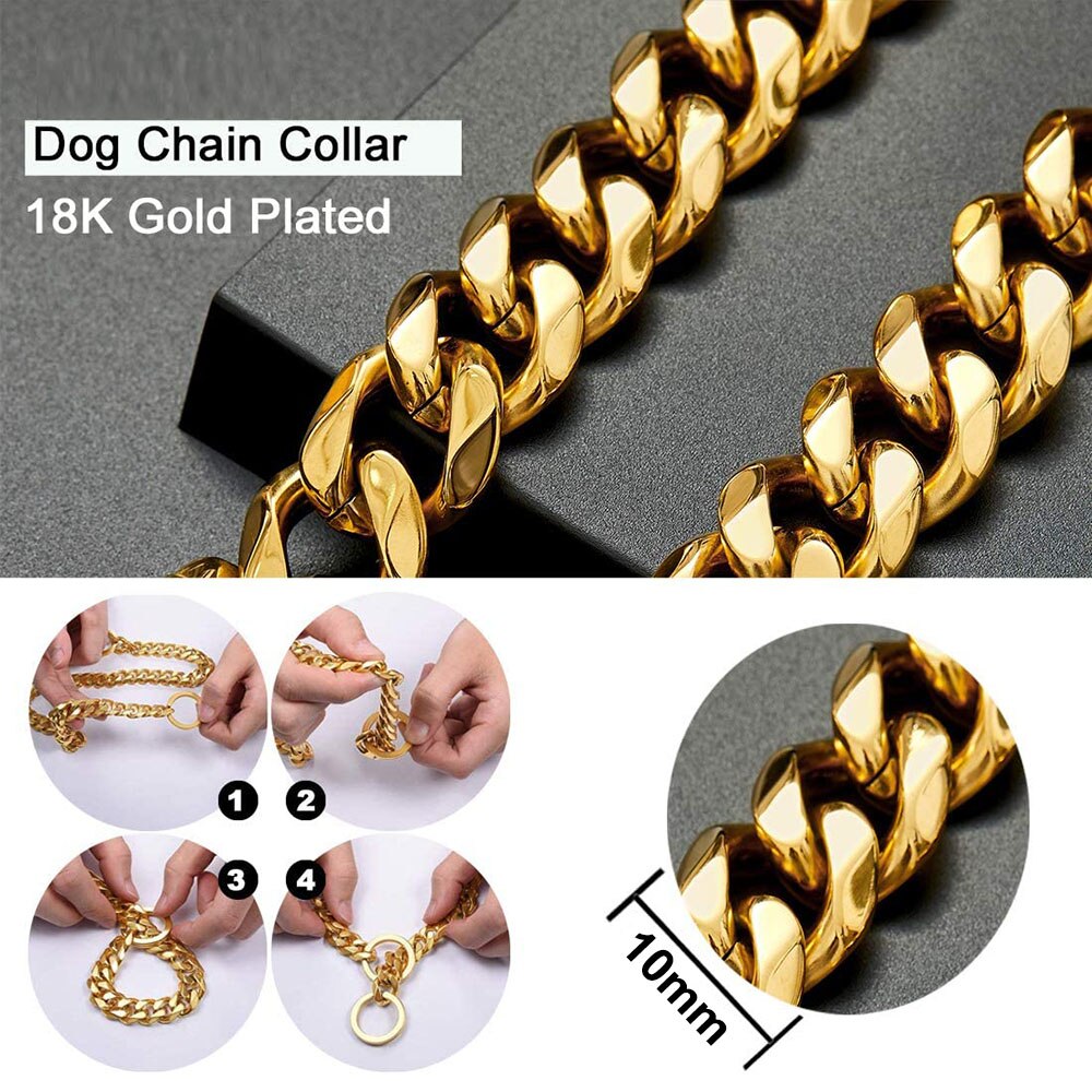 Gold Link Chain Collar for Dogs