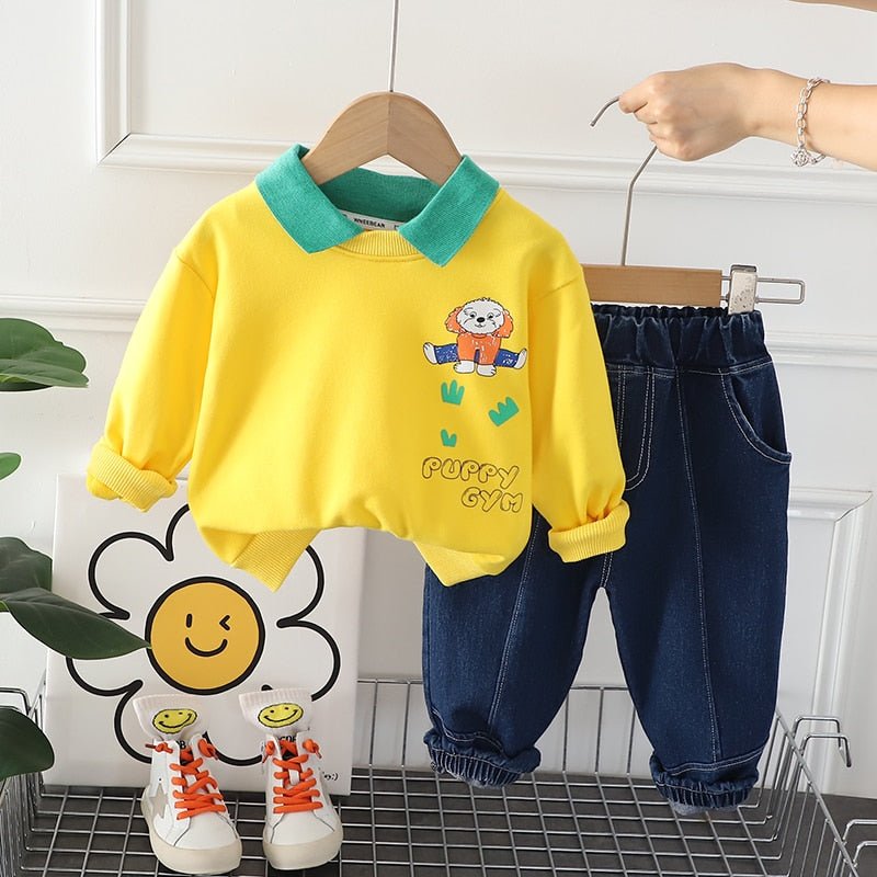 Boys' Autumn Suit Baby Spring and autumn new sweater two-piece baby suit children's casual clothes - NettPex