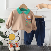 Thumbnail for Boys' Autumn Suit Baby Spring and autumn new sweater two-piece baby suit children's casual clothes - NettPex