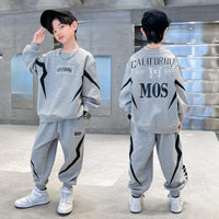Thumbnail for Boys Contrast Alphabet Lightning Sweatshirt+Sweatpant Sets For 5-15 Years - NetPex