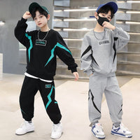 Thumbnail for Boys Contrast Alphabet Lightning Sweatshirt+Sweatpant Sets Tracksuit Kids Outfits Jumper Pant For 5-15 Years - NetPex