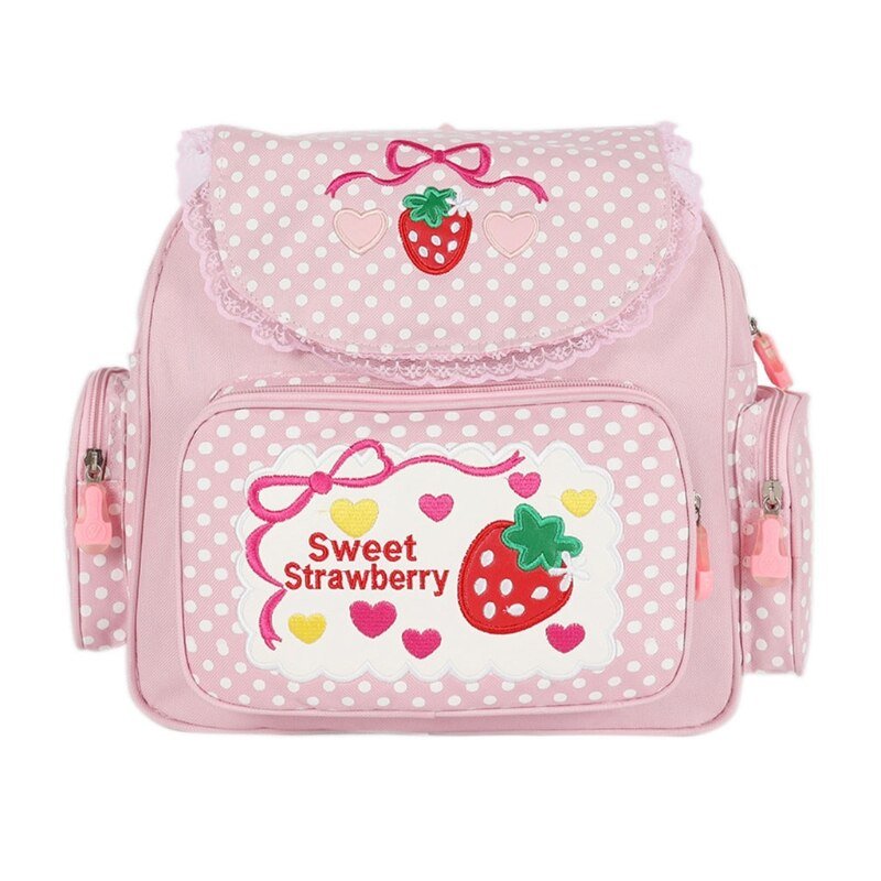 Girl Embroidery Strawberry Backpack - NetPex