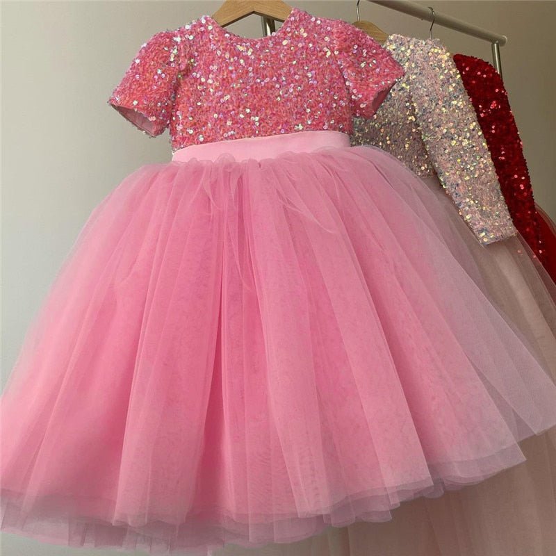 Girls Princess Dress Sequin Lace Tulle Wedding Party - NetPex