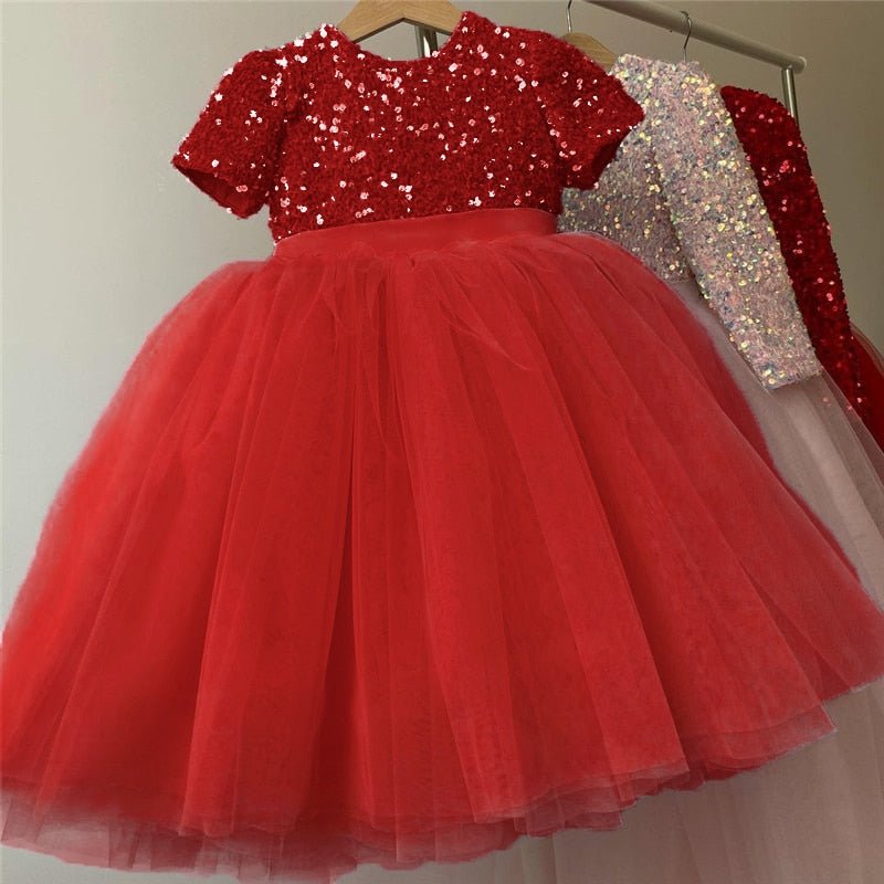 Girls Princess Dress Sequin Lace Tulle Wedding Party - NetPex