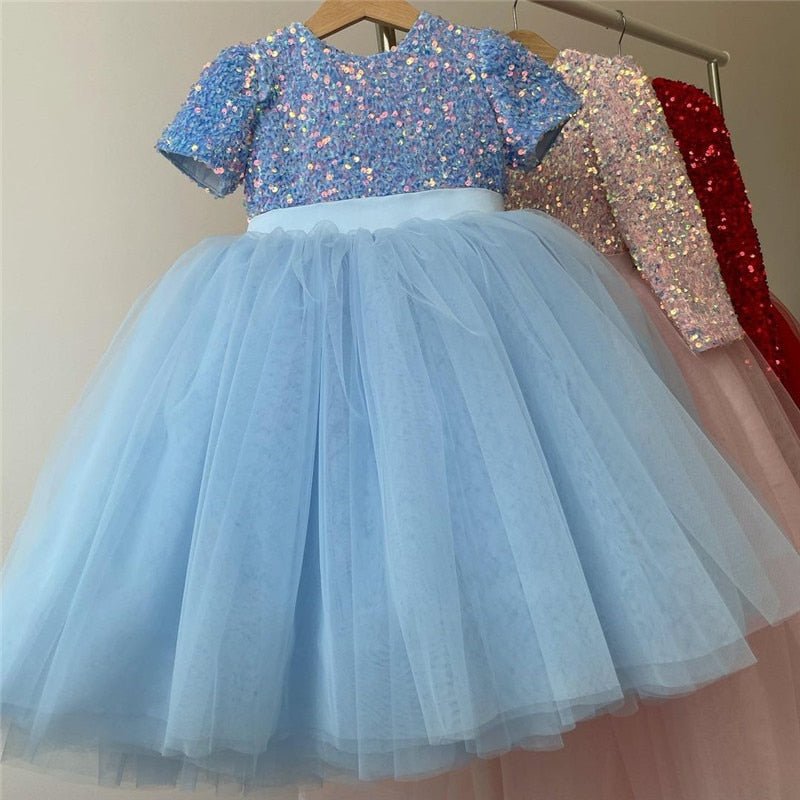 Girls Princess Dress Sequin Lace Tulle Wedding Party - NetPex