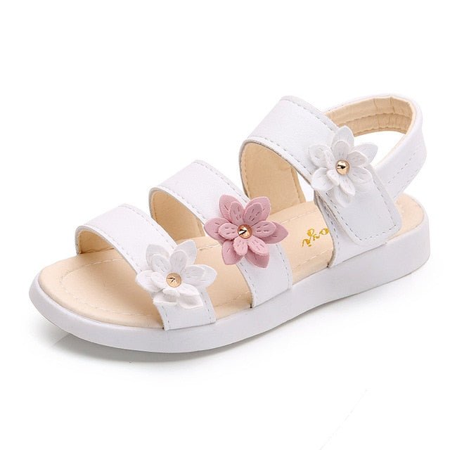 Girls Sandals Gladiator Flowers Sweet Soft Children Beach Shoes - NetPex