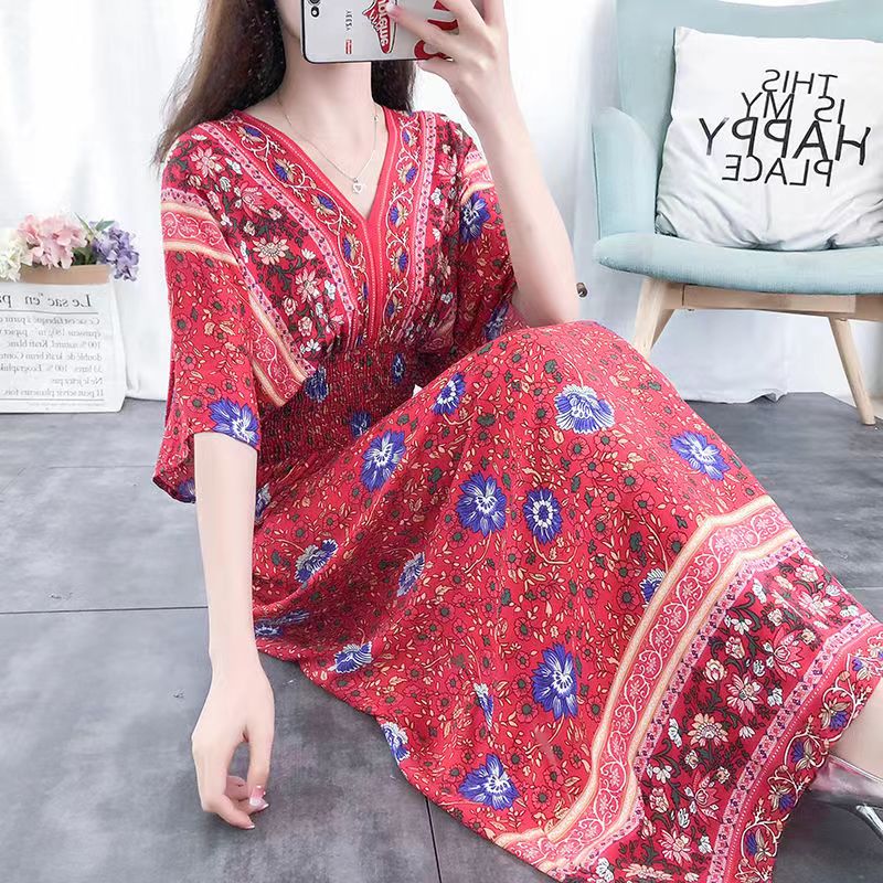 Large Swing Printed Dress Long Skirt - NettPex