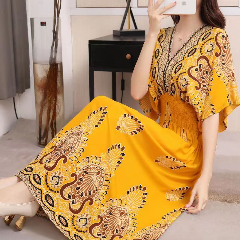 Large Swing Printed Dress Long Skirt - NettPex