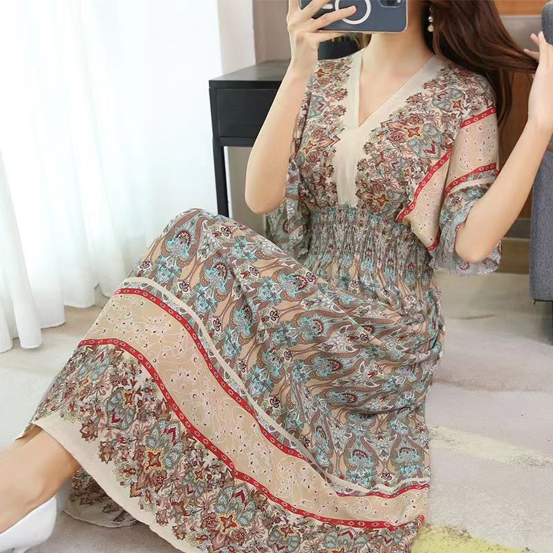 Large Swing Printed Dress Long Skirt - NettPex