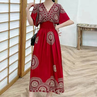 Thumbnail for Large Swing Printed Dress Long Skirt - NettPex