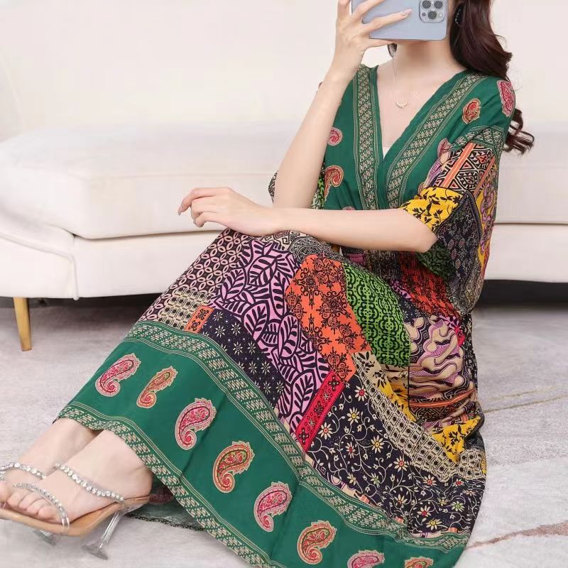 Large Swing Printed Dress Long Skirt - NettPex