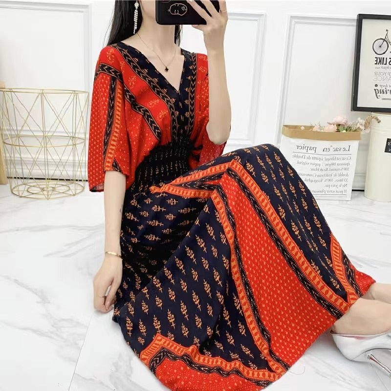 Large Swing Printed Dress Long Skirt - NettPex