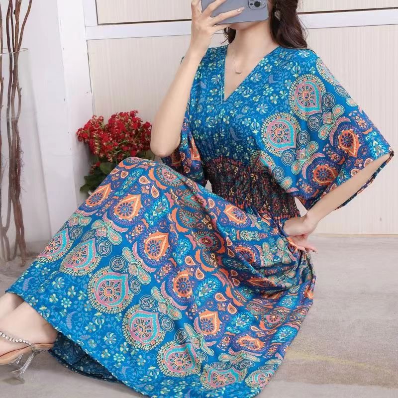 Large Swing Printed Dress Long Skirt - NettPex