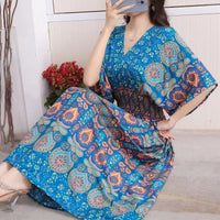 Thumbnail for Large Swing Printed Dress Long Skirt - NettPex