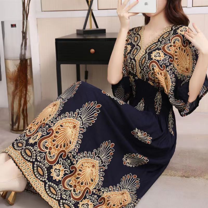 Large Swing Printed Dress Long Skirt - NettPex