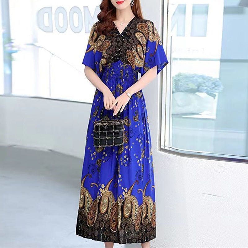 Large Swing Printed Dress Long Skirt - NettPex