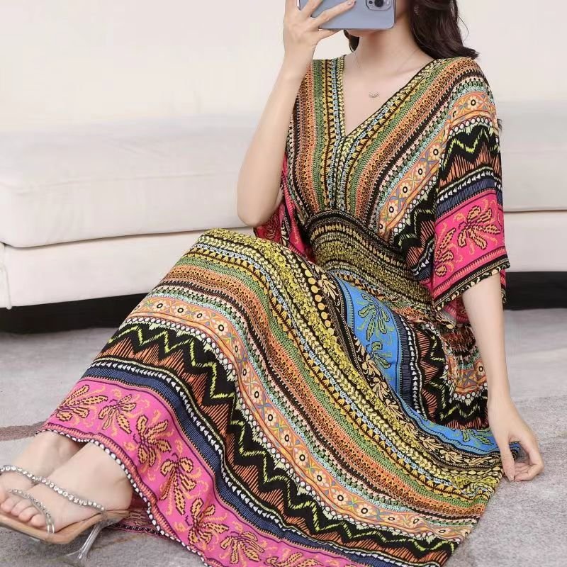 Large Swing Printed Dress Long Skirt - NettPex