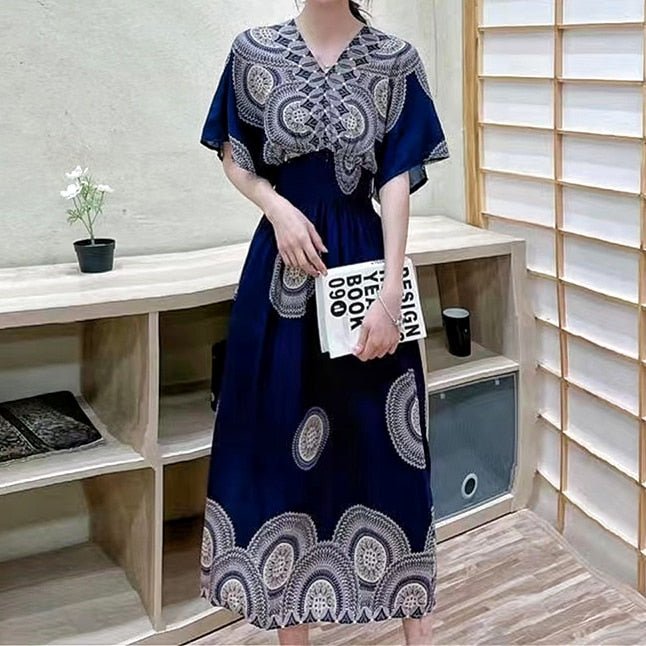 Large Swing Printed Dress Long Skirt - NettPex