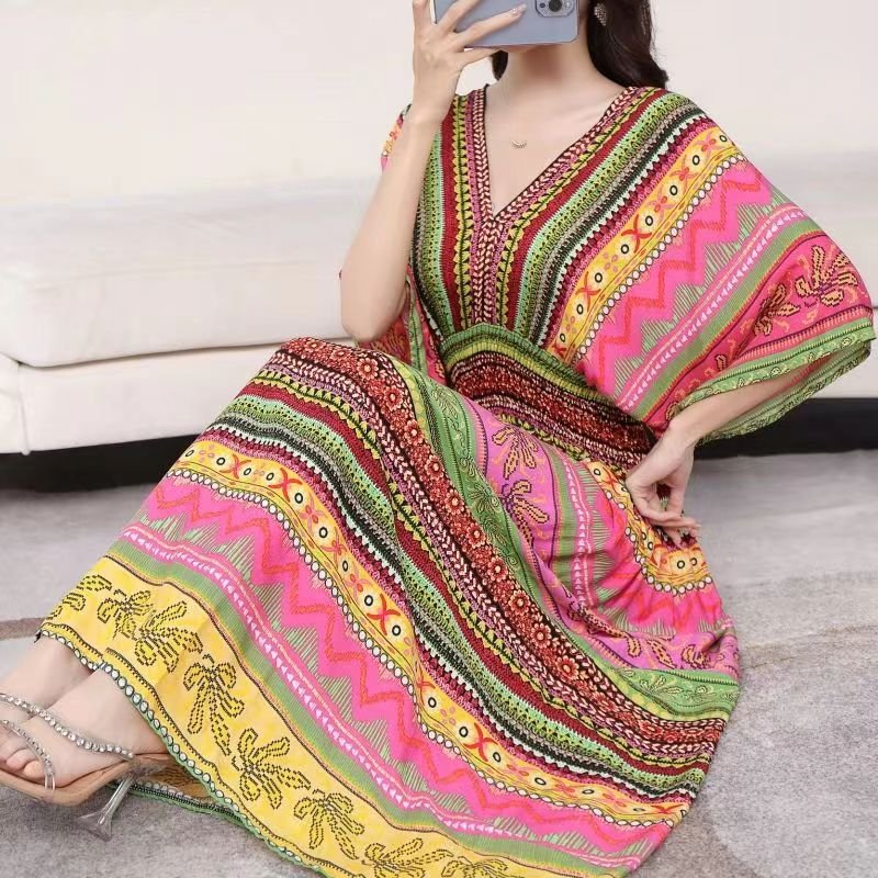 Large Swing Printed Dress Long Skirt - NettPex