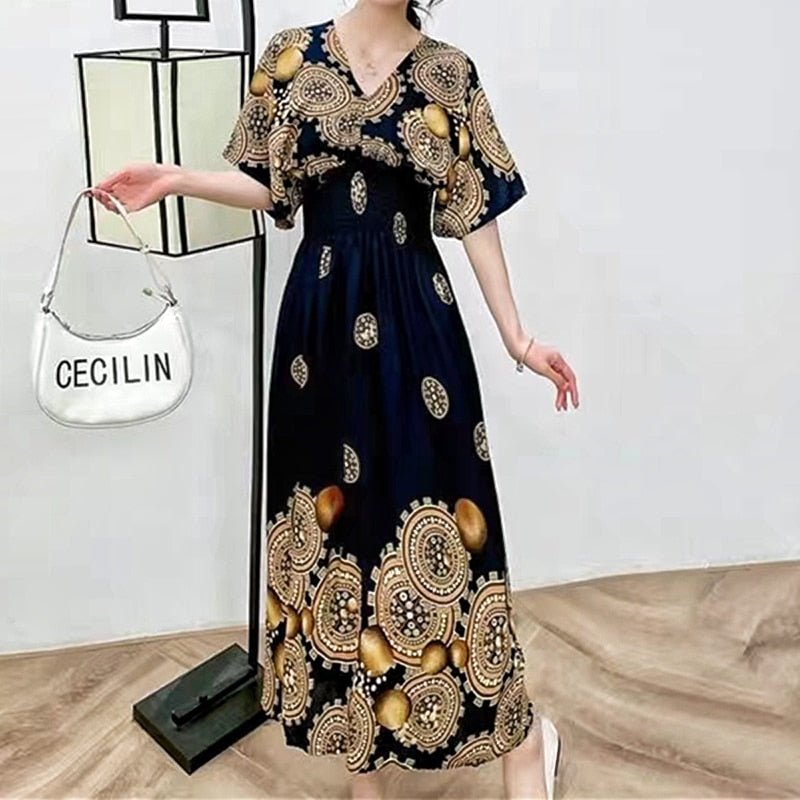 Large Swing Printed Dress Long Skirt - NettPex