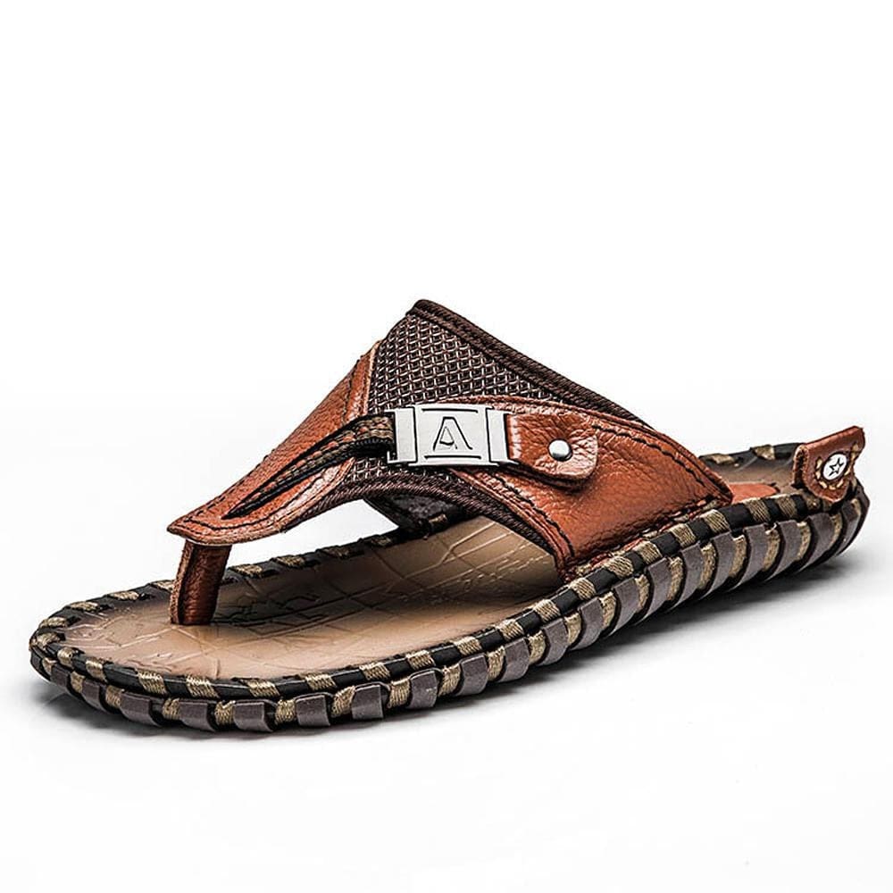 Luxury Genuine Leather Slippers - Summer Men Beach Shoes. - NettPex
