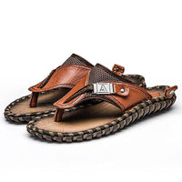Thumbnail for Luxury Genuine Leather Slippers - Summer Men Beach Shoes. - NettPex