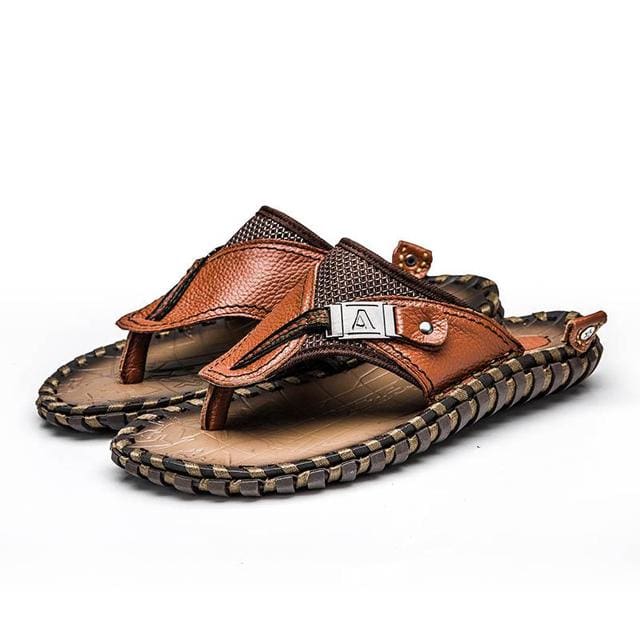 Luxury Genuine Leather Slippers - Summer Men Beach Shoes. - NettPex