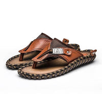 Thumbnail for Luxury Genuine Leather Slippers - Summer Men Beach Shoes. - NettPex