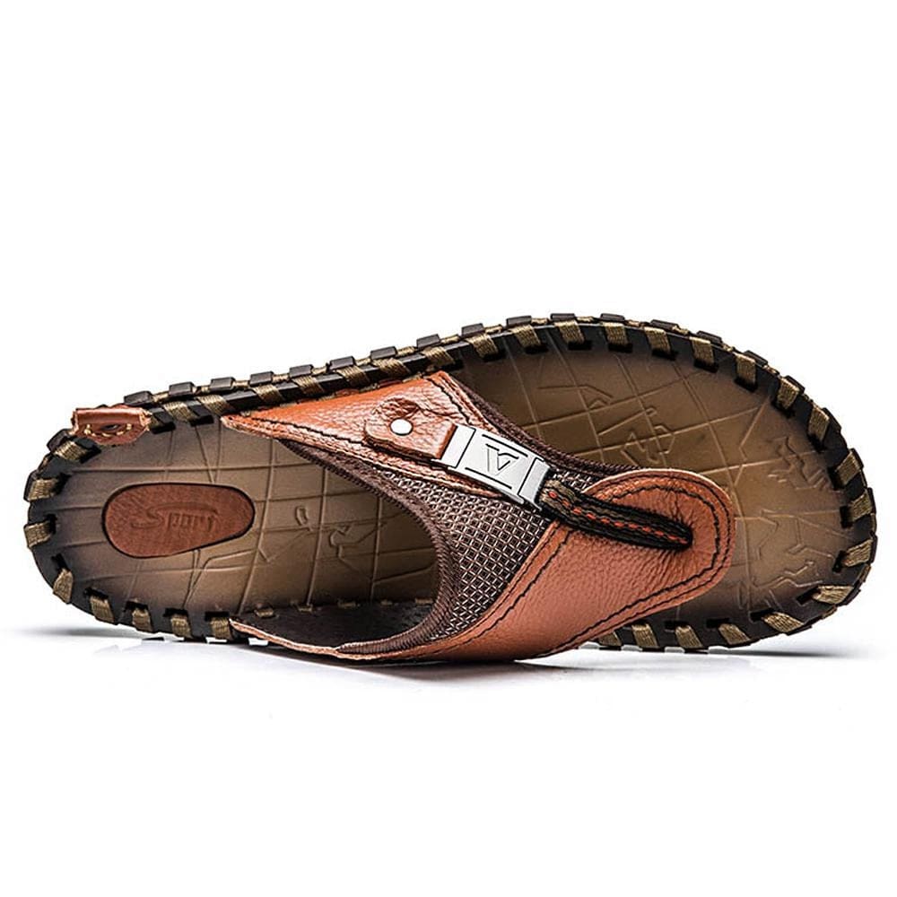 Luxury Genuine Leather Slippers - Summer Men Beach Shoes. - NettPex