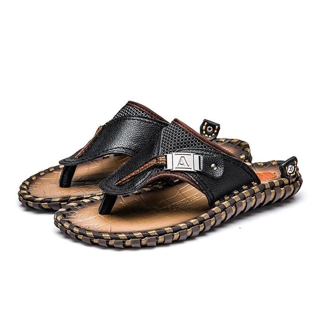 Luxury Genuine Leather Slippers - Summer Men Beach Shoes. - NettPex