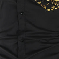 Thumbnail for Luxury Gold Black Shirt Men New Slim Fit Long Sleeve - NetPex