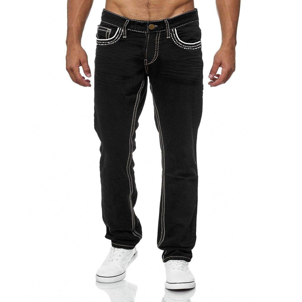 Men Jeans, Stretch Denim Straight Pants Spring Summer - NetPex