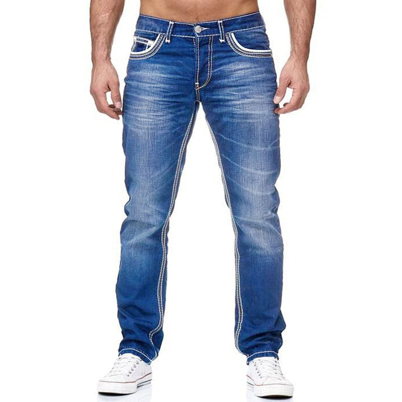 Men Jeans, Stretch Denim Straight Pants Spring Summer - NetPex