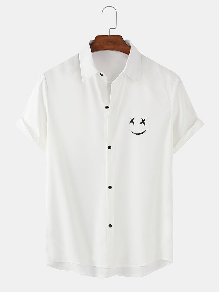 Men's Graffiti Smile Print Shirts - NetPex