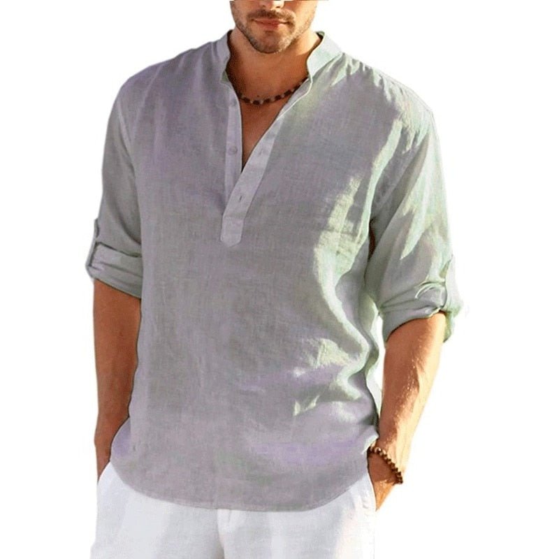 Men's Linen Long Sleeve Shirt - NetPex