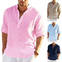 Thumbnail for Men's Linen Long Sleeve Shirt - NetPex