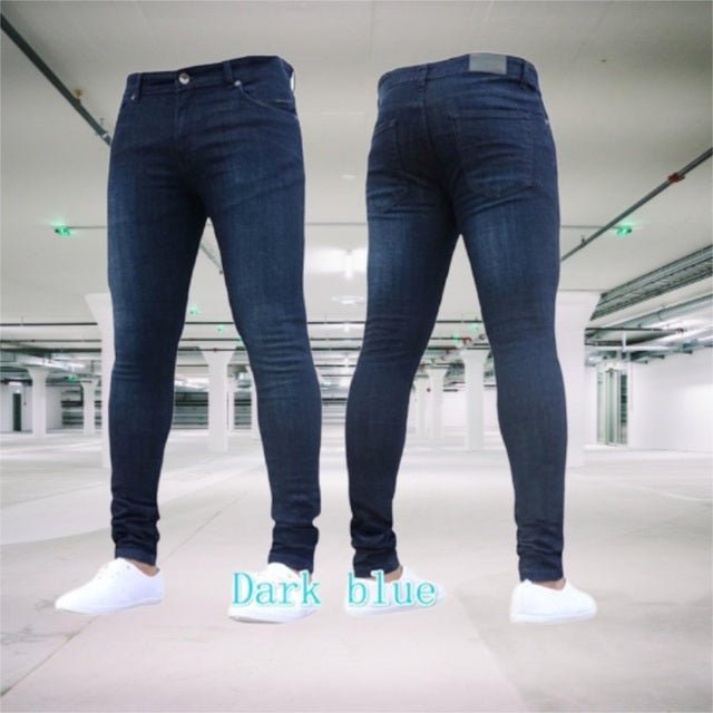 Mens Pants Retro Washing Zipper Stretch Jeans - NetPex