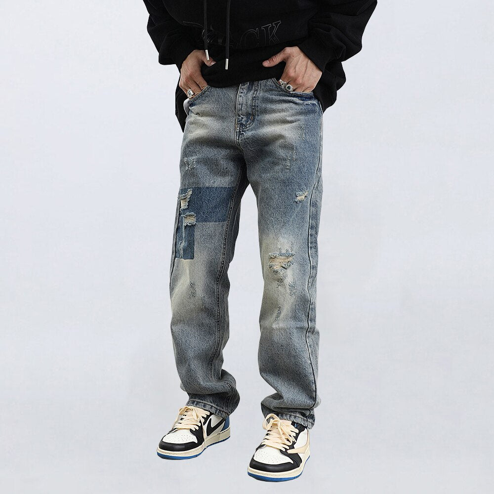 Men's Ripped Retro Loose Jeans - NetPex