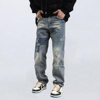 Thumbnail for Men's Ripped Retro Loose Jeans - NetPex