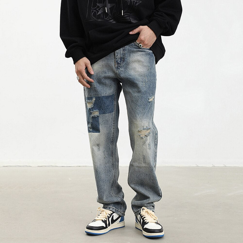 Men's Ripped Retro Loose Jeans - NetPex