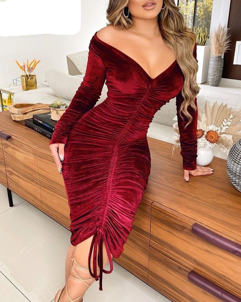 Pencil Velvet Dress - NetPex