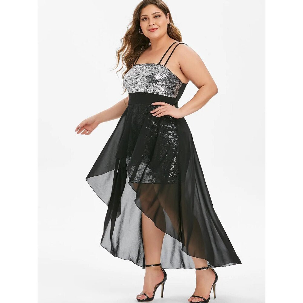 Plus Size Women Clothing - Sequin Sexy High Corset Dresses - NettPex