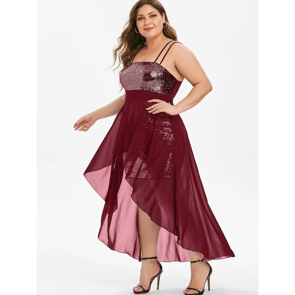 Plus Size Women Clothing - Sequin Sexy High Corset Dresses - NettPex