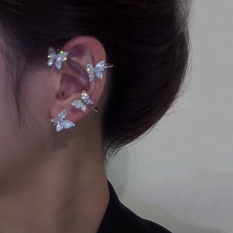 Shining Zircon Butterfly Ear Cuff Earrings for Women - NetPex