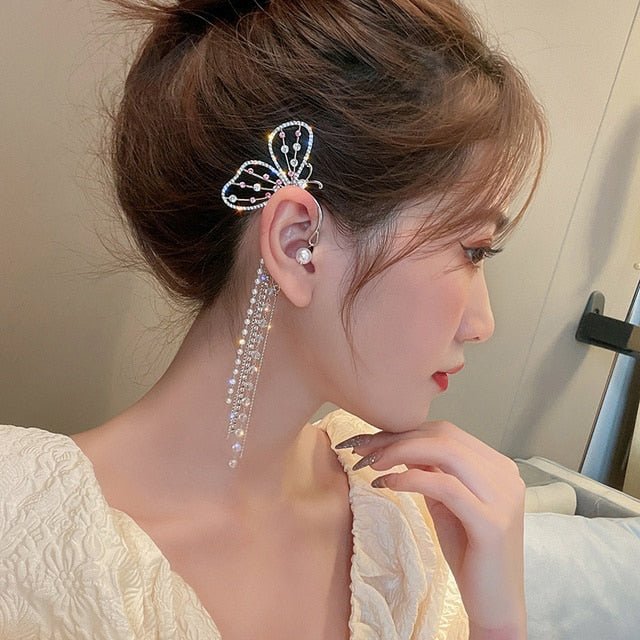 Shining Zircon Butterfly Ear Cuff Earrings for Women - NetPex