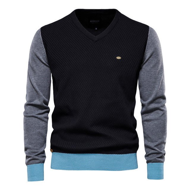 Spliced Cotton Men's Sweater - NetPex