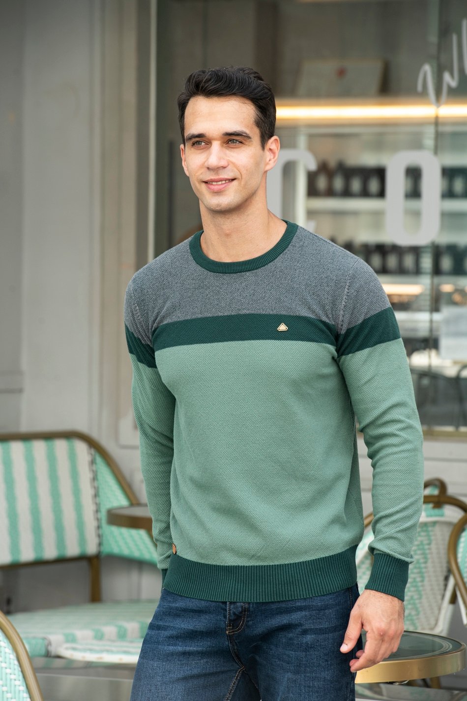 Spliced Cotton Men's Sweater - NetPex